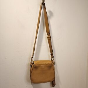Vince Camuto Tan Caramel Leather  Crossbody Bag with Tassel